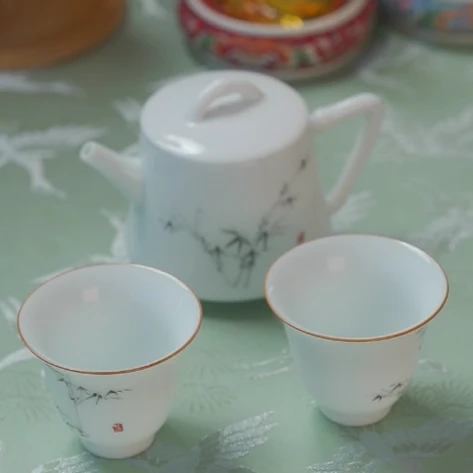 【刷刷专属】青白竹节壶(黑竹)一壶两杯