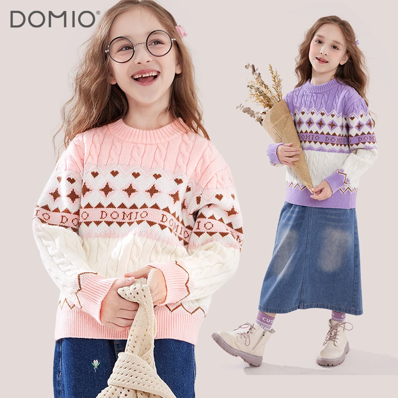 女童毛衣儿童秋冬装新款毛线衣中大童女孩洋气保暖加厚打底针织衫