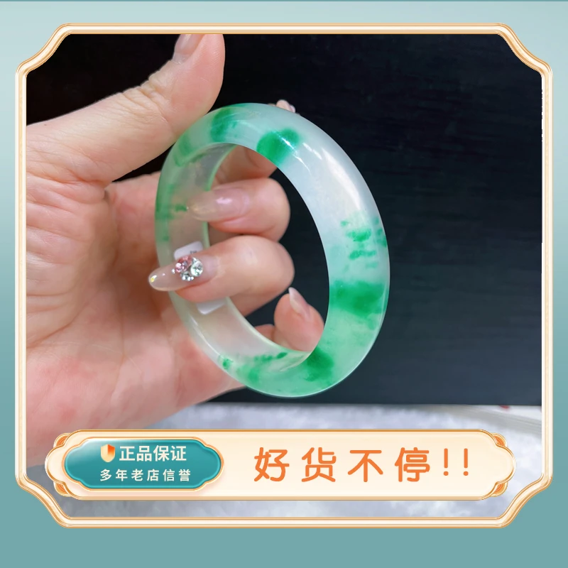 淑女风时尚蓝飘花正圈手镯时尚翠色手镯送礼物