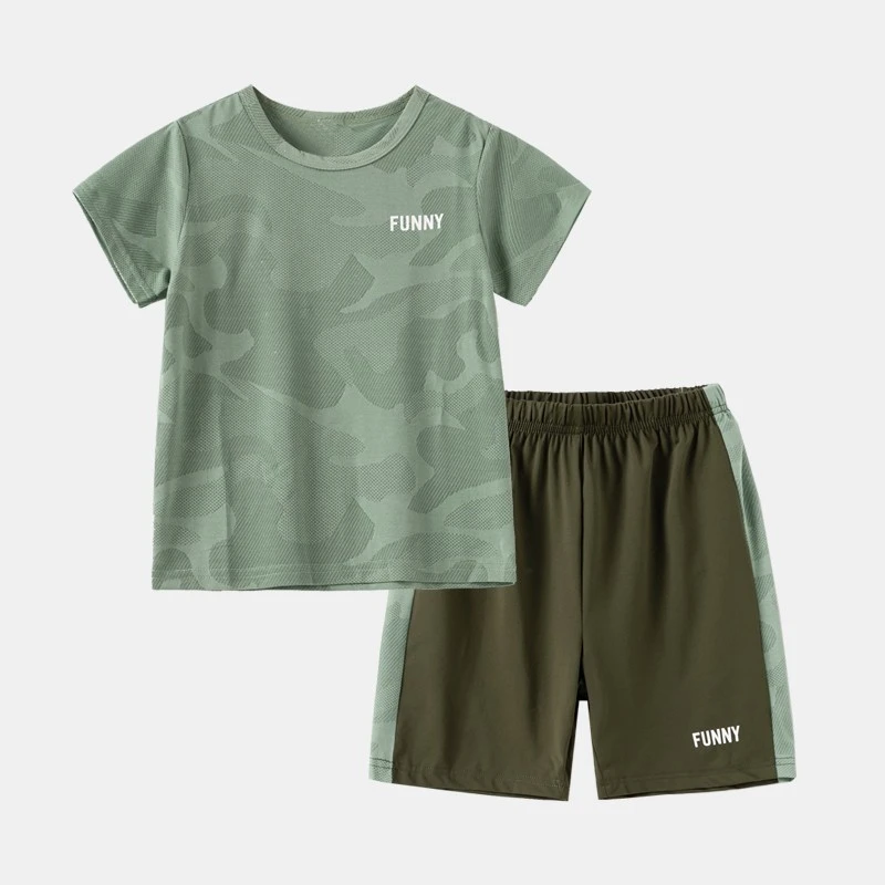 外贸男童运动服2件套装夏装中大童儿童速干冰丝篮球服夏装套装1
