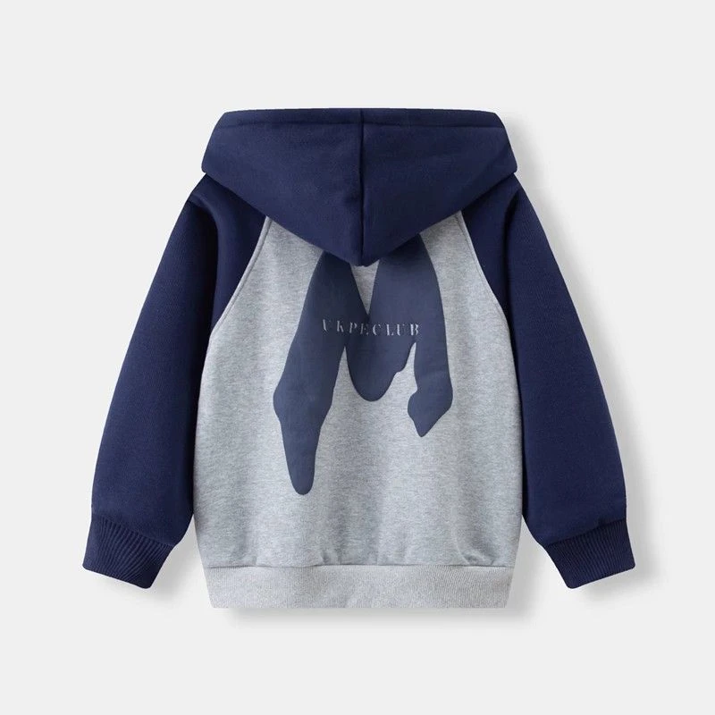 反季 童装男童加绒加厚卫衣外套冬装 中大童儿童奥粒绒一体绒开衫