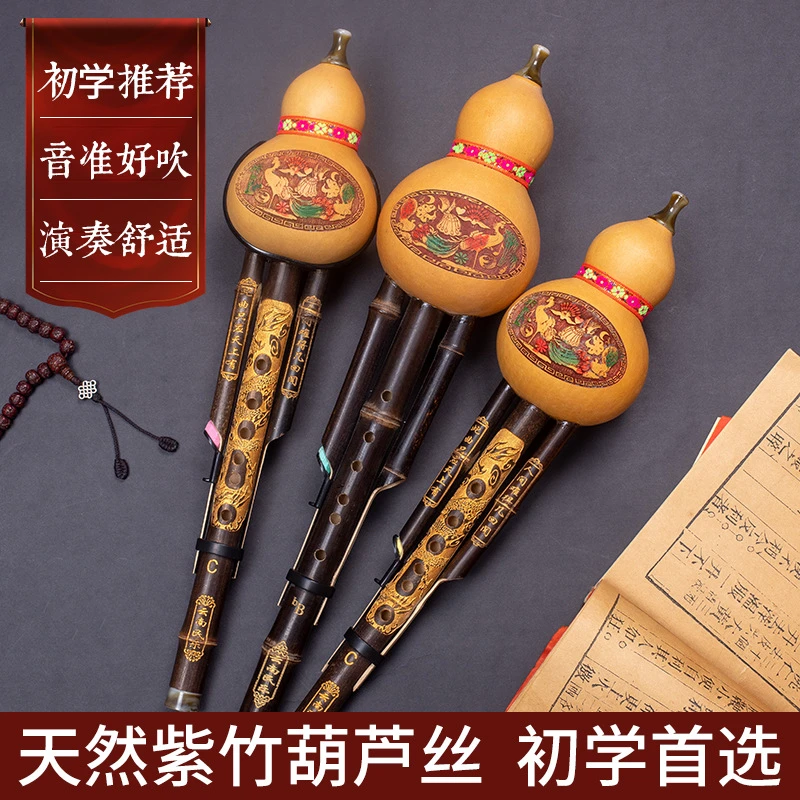 云南天然紫竹葫芦丝乐器小学生零基础入门音准降b调成人葫芦丝c调
