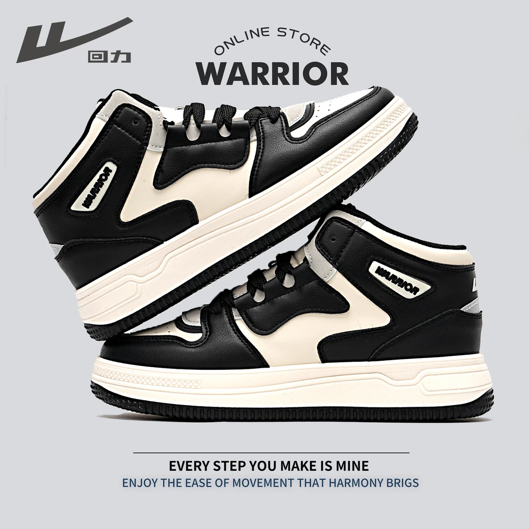 Warrior/回力秋冬季新款情侣款高帮板鞋小众保暖时尚百搭增高厚底