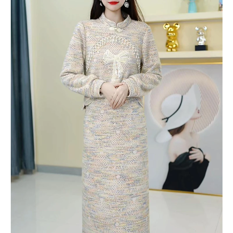 【半身裙+上衣】A962图片色套装优雅气质时尚减龄显瘦秋冬设计感