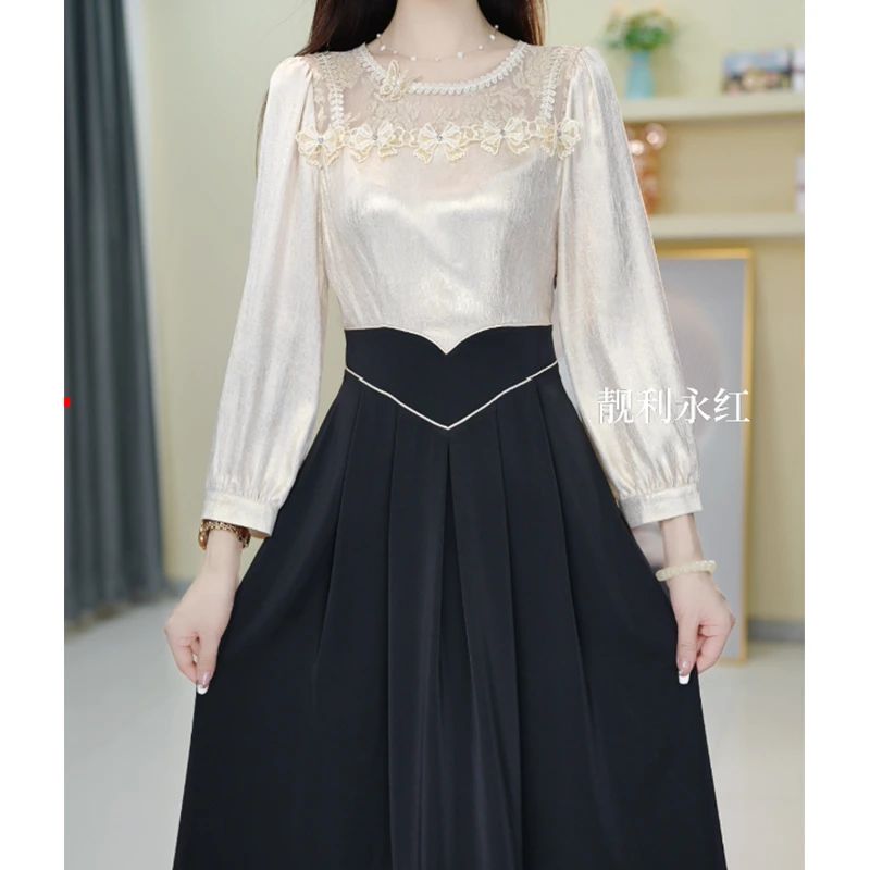 【宠粉定制】A56黑色连衣裙优雅气质时尚减龄收腰显瘦秋季设计感