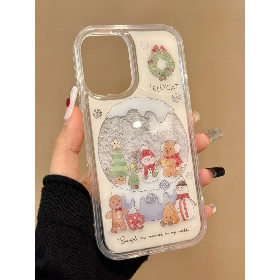 卡通ins流沙水晶球适用iPhone16promax苹果15pro手机壳14新款13潮