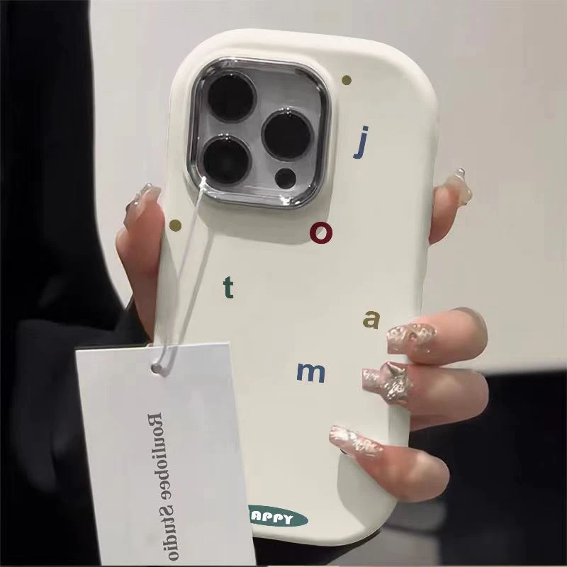 适用于苹果华为OPPO/VIVO金属小胖墩彩色字母小米/IQOO手机壳卡通
