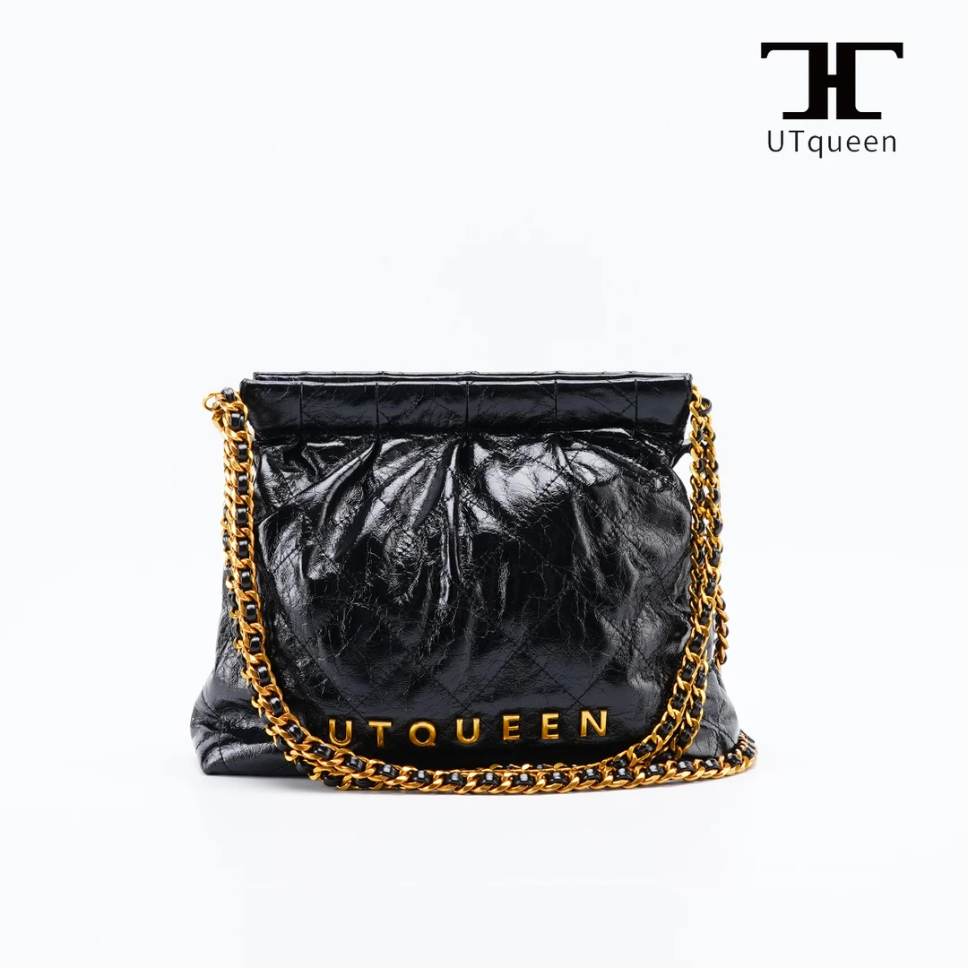 全新未使用 UTqueen Wander bag包单肩斜挎链条黑金色