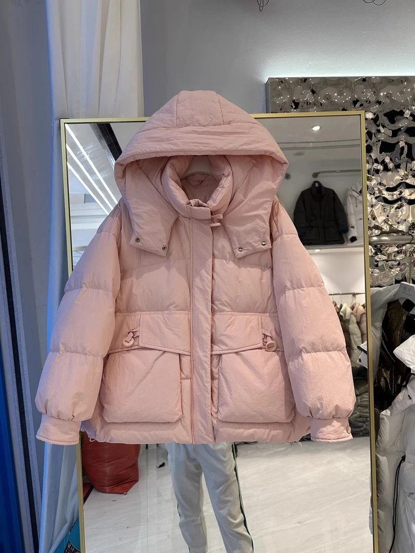 羽绒服2023年新款服女短款连帽小个子时尚宽松加厚保暖冬外套