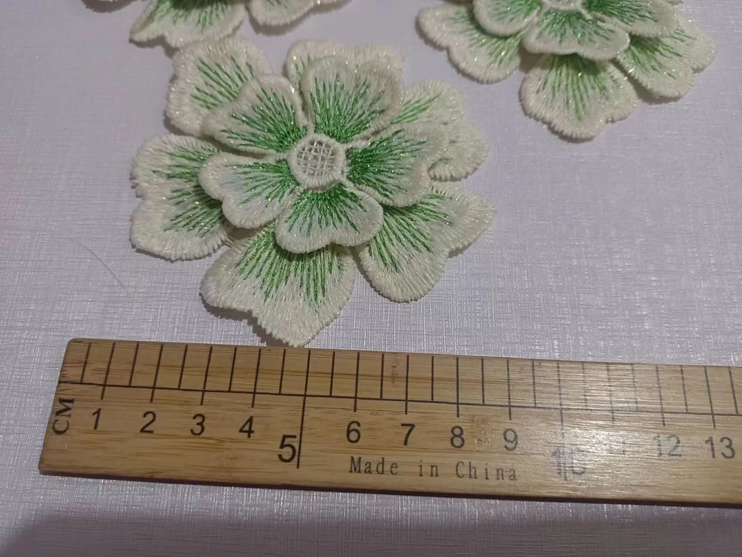 水溶炫彩绿色双层花贴沙发垫车垫床裙服饰装饰辅料