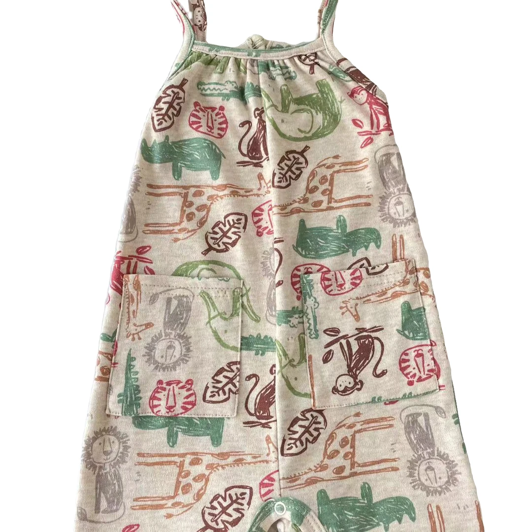 儿童动物狮子猴子卡通款渲染款吊带连体爬服（90不开档）