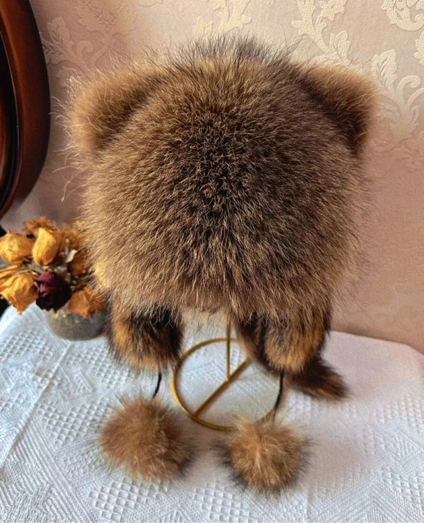 小浣熊帽子加厚保暖冬季抗风防寒成人儿童同款