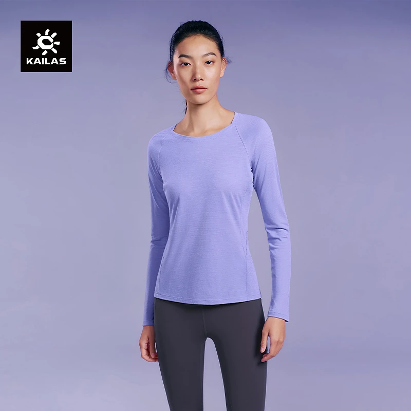 KAILAS凯乐石 美利奴羊圆领功能长袖多日徒步高强度亲肤运动T恤女