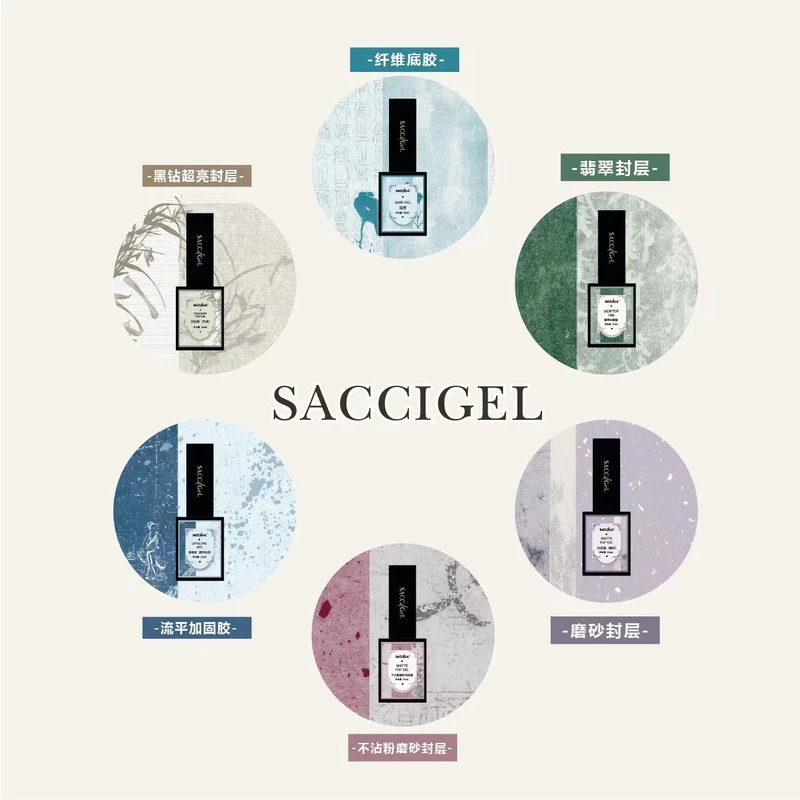 SACCI日式瓶装美甲功能胶全新升级二代15ml翡翠封层流平加固胶6款
