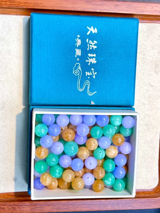 天然珠宝玉石 三彩色 散珠 Q17 10MM 30颗