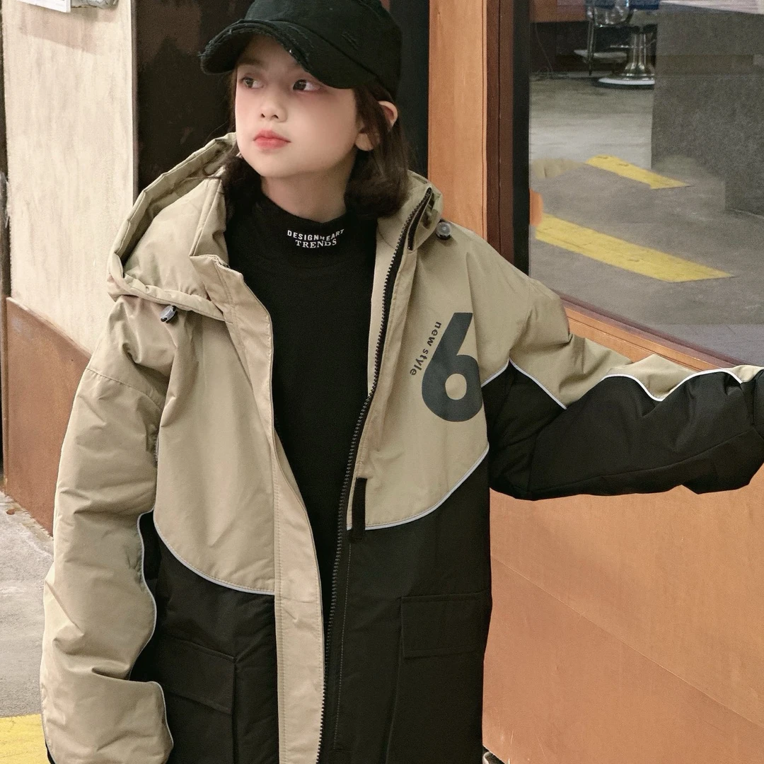 儿童童装冲锋衣68528外套男童连帽加厚中大童保暖韩版冬季休闲潮
