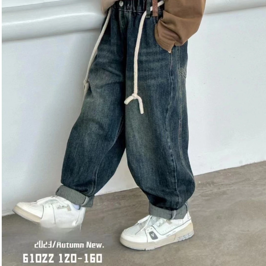 XW61022秋季新品宽松老爹裤男女童洋气百搭牛仔裤裤子