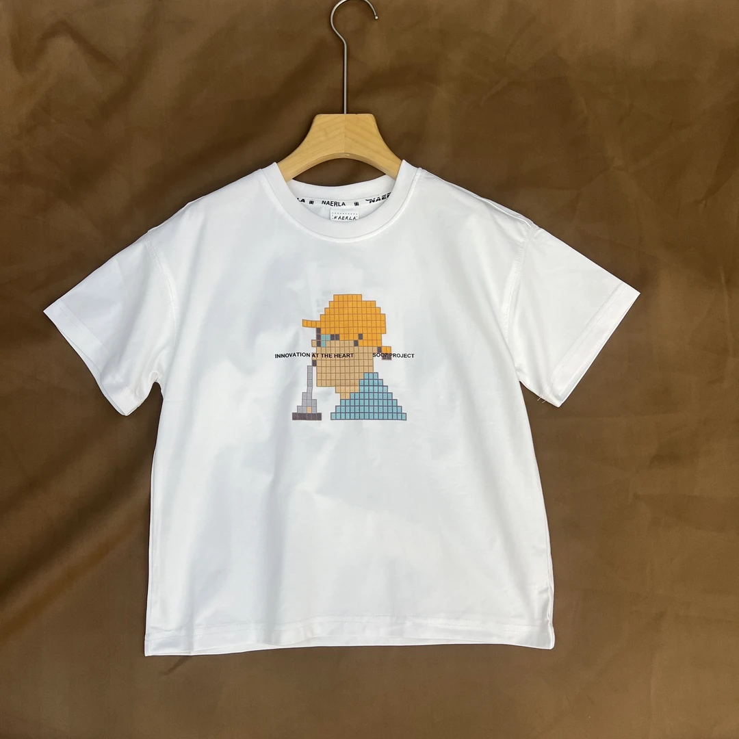 纳尔拉品牌夏季短袖T男童夏天上衣23005圆领百搭宽松纯棉中大童潮