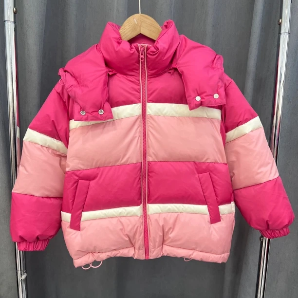 纳尔拉品牌童装儿童冬季女童连帽羽绒服9020拼接洋气女童90羽绒袄