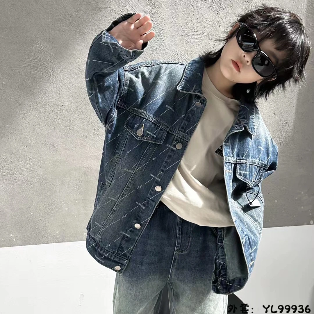 大Ｅ小e品牌牛仔外套休闲9936春秋百搭复古韩版水洗潮流渐变重工潮