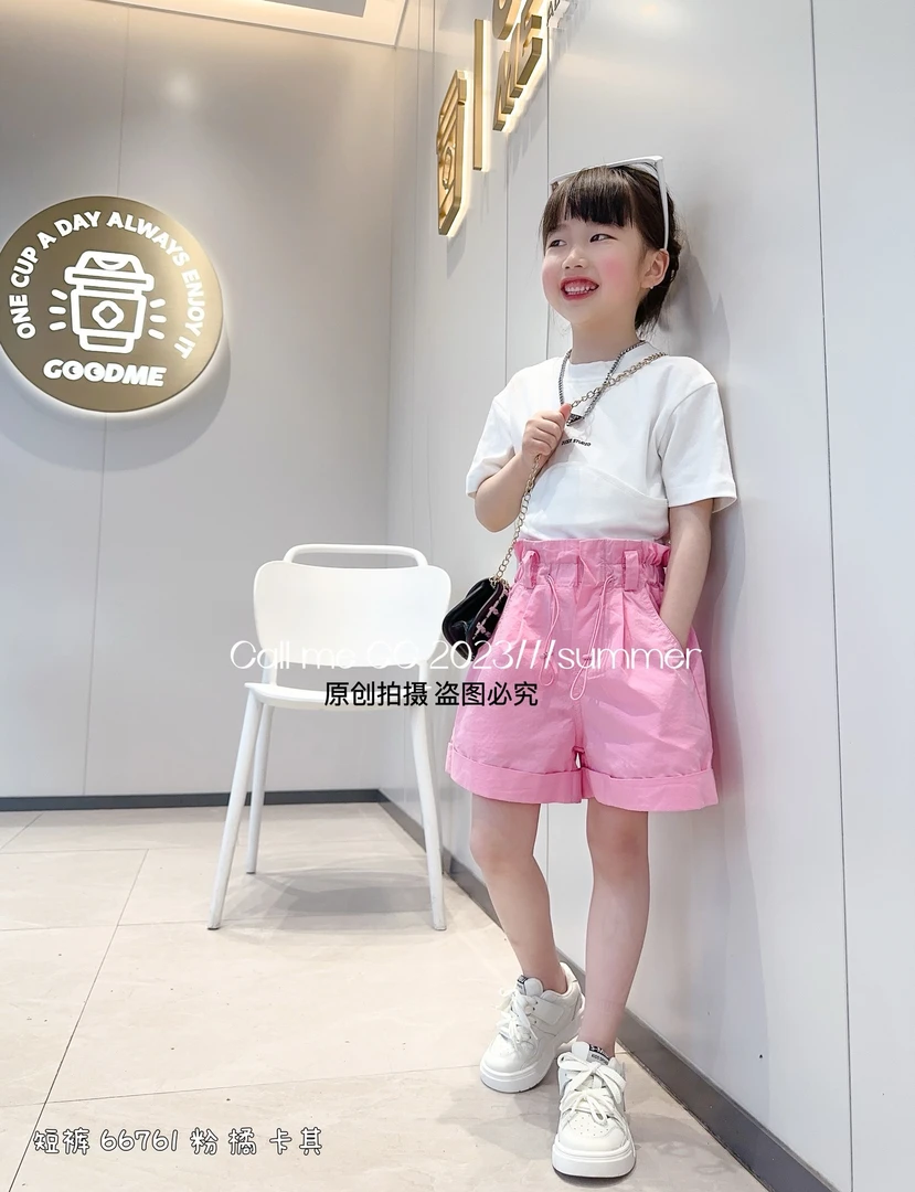 叫我格格童装66761 女童高腰花苞短裤夏新款韩版弹力百搭热裤宽松