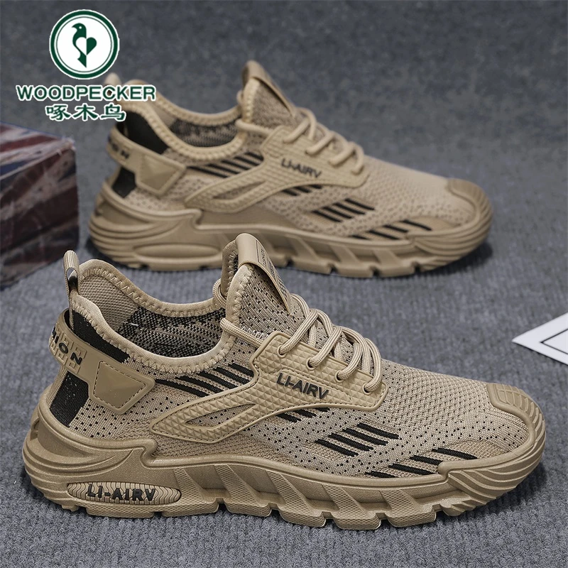 啄木鸟官方正版男鞋秋季加厚网面防臭休闲网鞋跑步轻便软底运动鞋