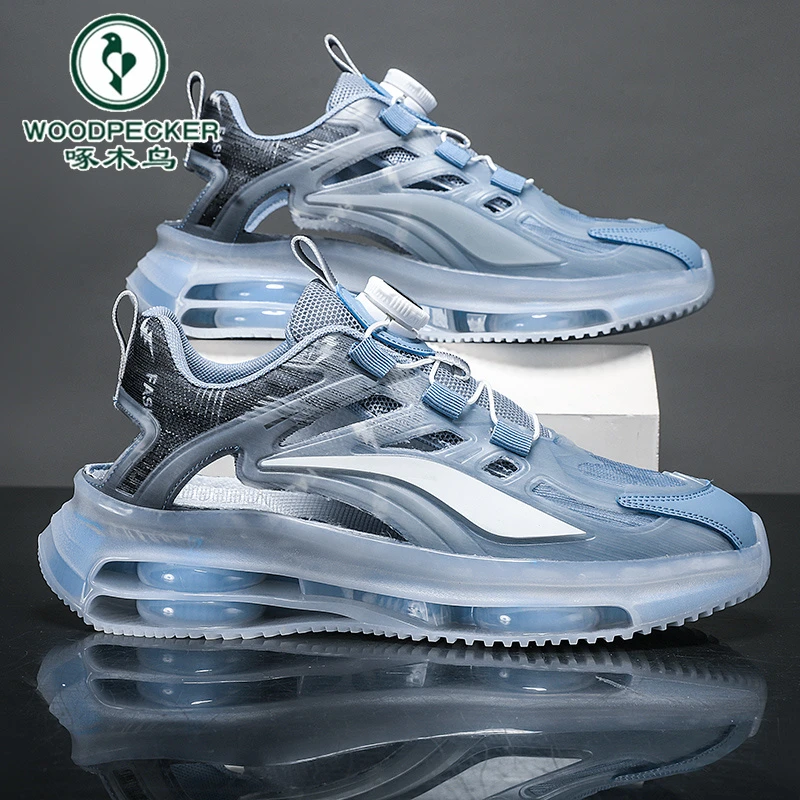 啄木鸟官方正版男鞋冬季2025新款透气休闲运动鞋旋转扣减震跑步鞋