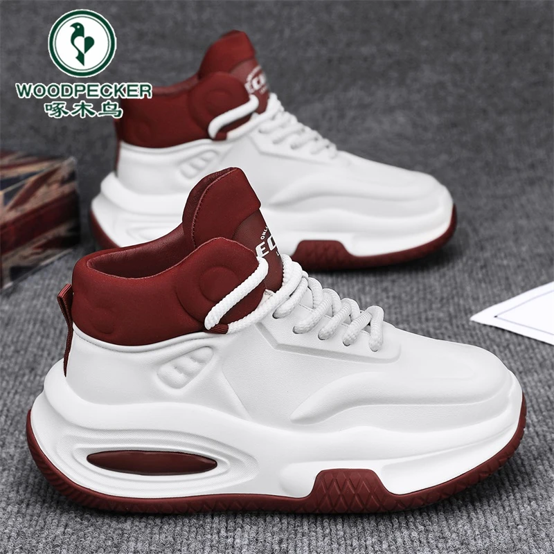 啄木鸟官方正品冬季男鞋软底运动休闲鞋男士增高高帮时尚老爹潮鞋