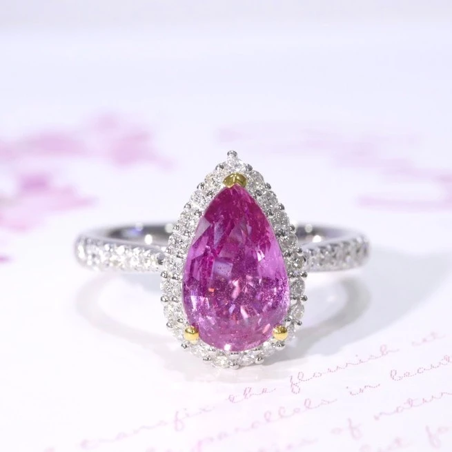 蓝燕子珠宝 2.07克拉天然无烧日出色帕帕拉恰戒指 18K金钻石镶嵌