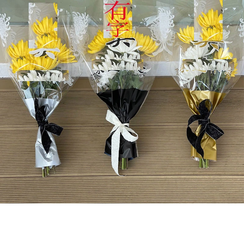 节日新款鲜花花篮手提袋鲜花花束透明包装袋玻璃纸包装套袋