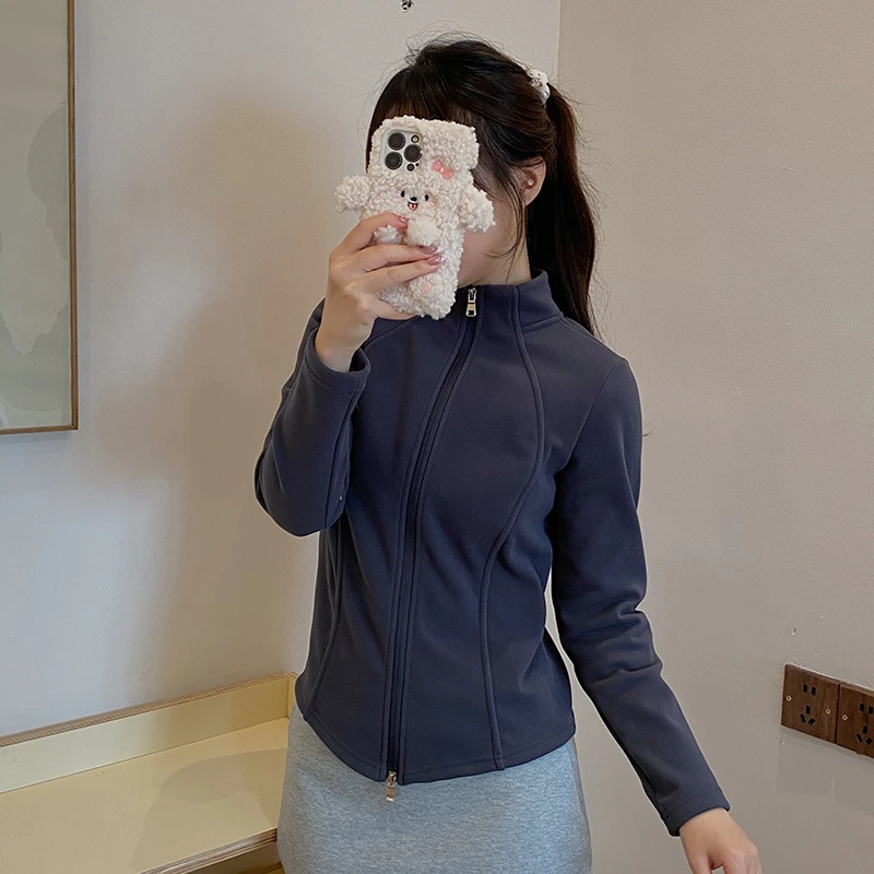 2024新款石墨烯7A抗菌羊绒蛋白热能衣百搭修身立领连帽抓绒外套D