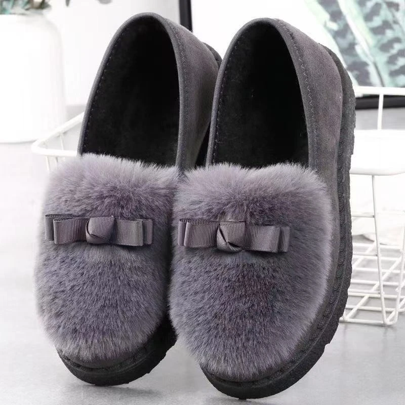 秋冬季新款毛毛鞋女妈妈豆豆鞋韩版秋天鞋女保暖平底棉鞋子百搭in