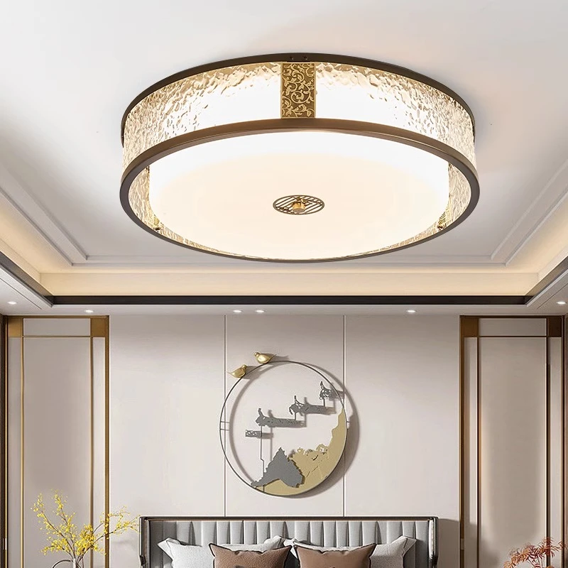 新中式吸顶灯卧室餐厅房间主卧客厅主灯全铜现代简约led新款灯具