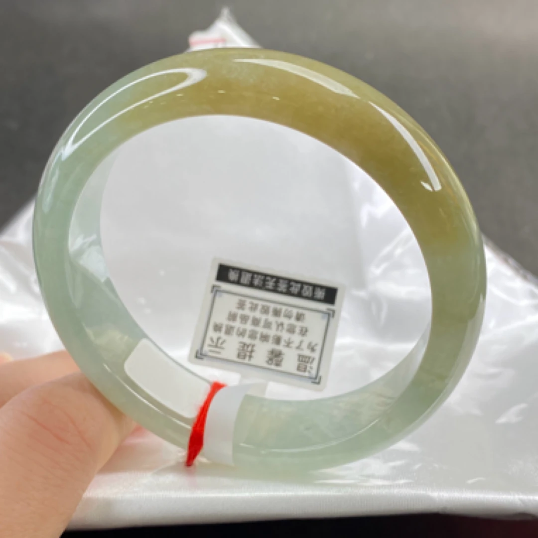缅a翡翠手镯冰油黄翡55.9圈口