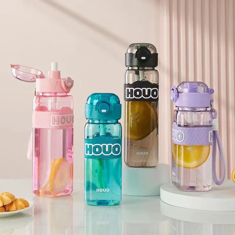 正品方形塑料杯夏季男女学生儿童吸管杯直饮防摔便携耐高温水杯子