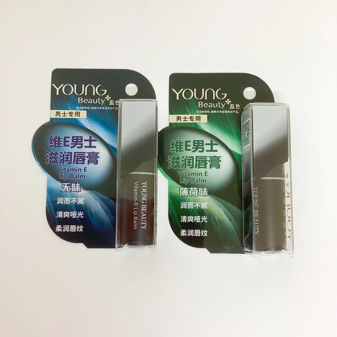 盈色维E男士滋润润唇膏3g无味薄荷味润而不腻清爽哑光柔润唇纹