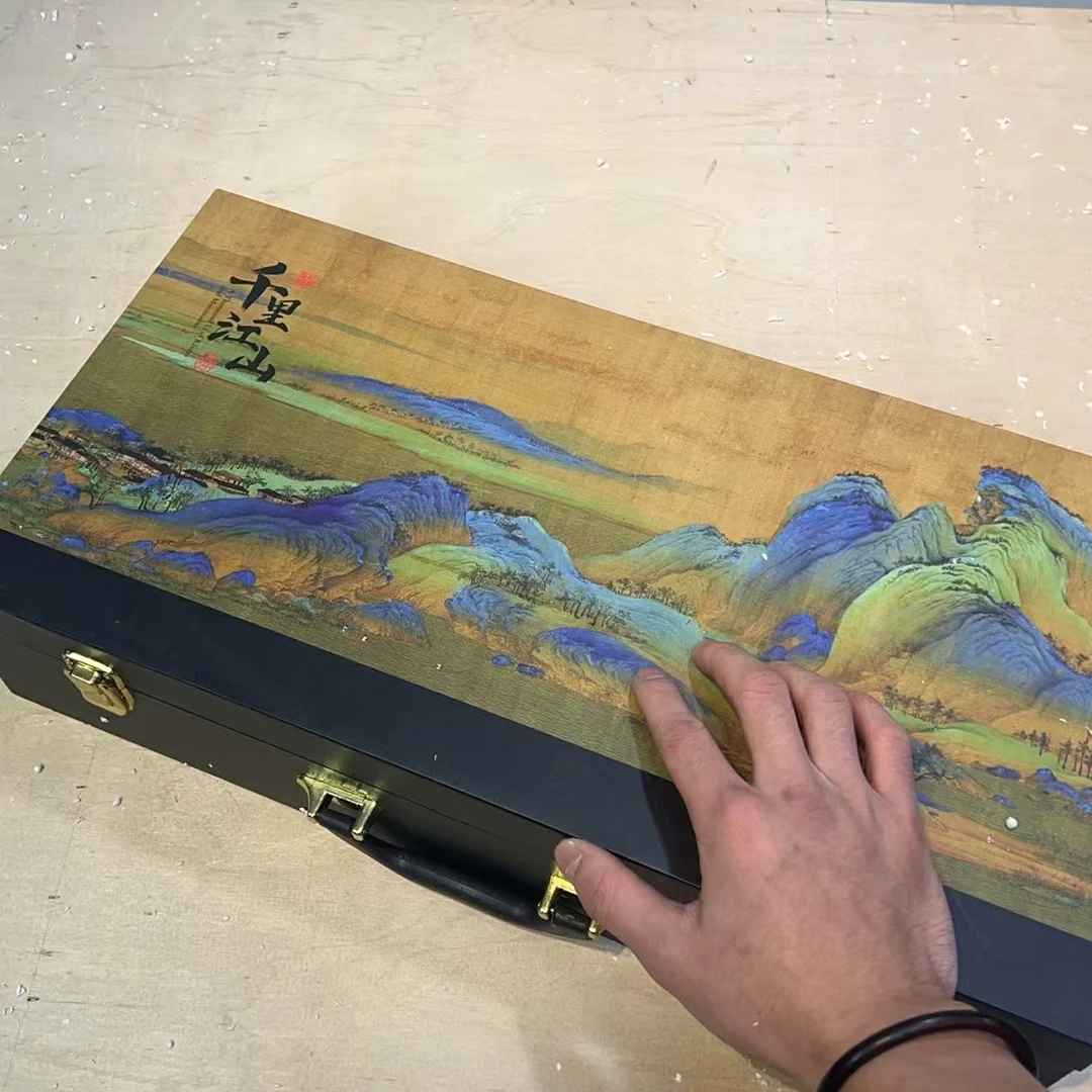 【闪购商品】1千里江山羊脂玉瓷盖碗壶套装