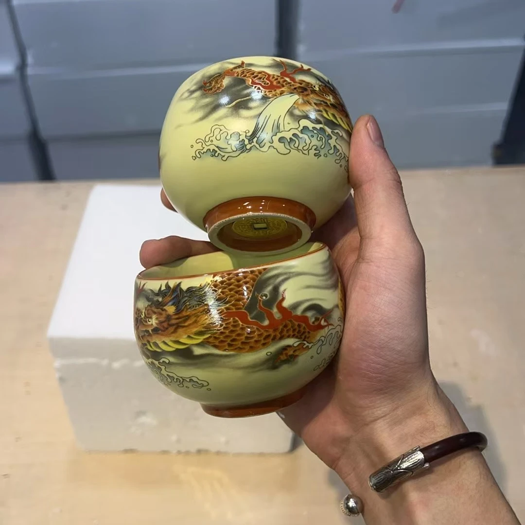 【闪购商品】龙腾盛世铜钱对杯两个装