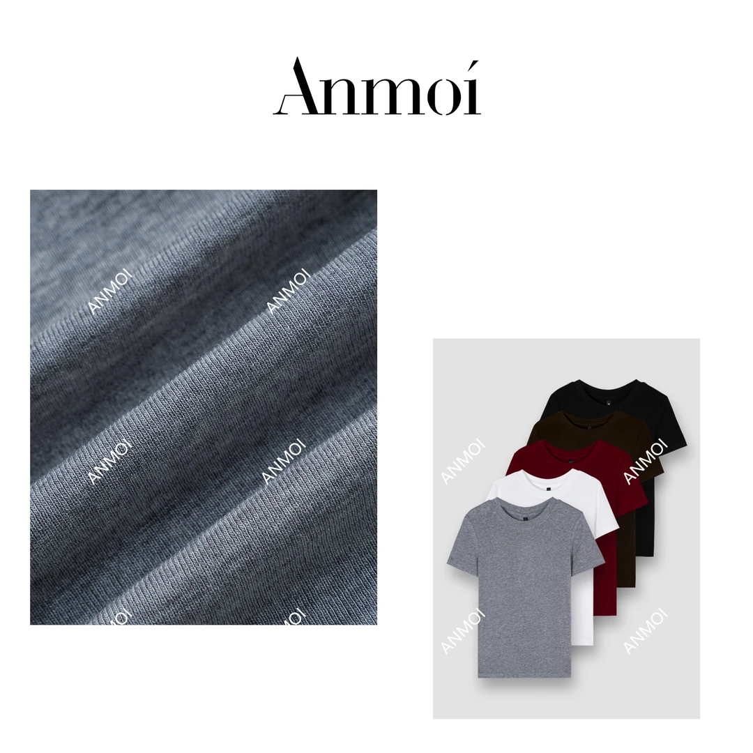 ANMOI'水佩风裳'简约面膜T 夏季休闲百搭圆领短袖打底衫.上衣女