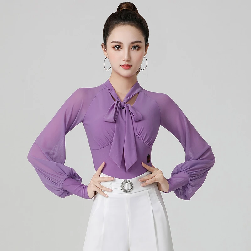 【紫色马燕燕myy摩登舞服】丹宝罗春秋新款国标舞华尔兹练功服修身
