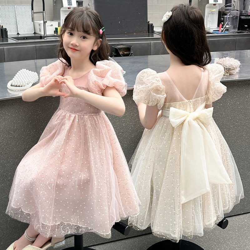 女童连衣裙2024新款公主夏季蝴蝶结星星女童中大童儿童网红洋气潮