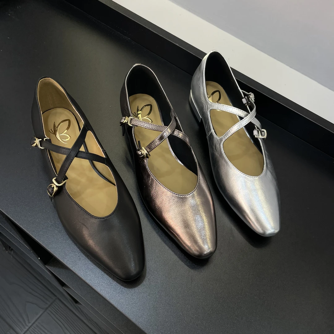 真皮气质单鞋时尚舒适软底浅口单鞋尖头春夏季新款小皮鞋百搭款