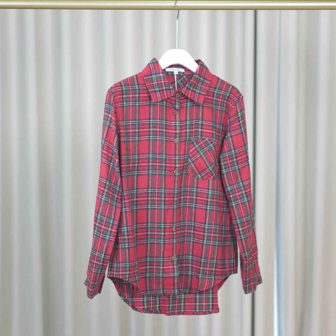 2025夏季新款外穿衬衫小外套时尚休闲女士红色衬衣女款长袖衬衫