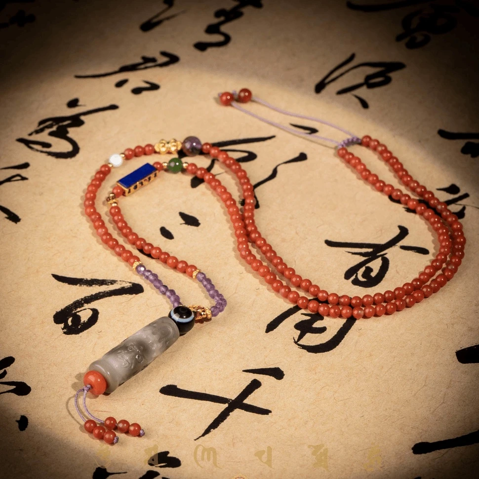 FAAL12/玛瑙精雕大黑/南红项链