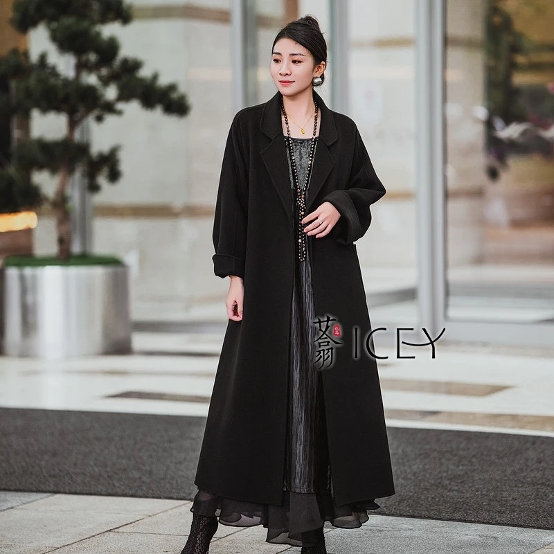 艾翕甄选【摩登教主】腰带款双面呢大衣ZX2402004