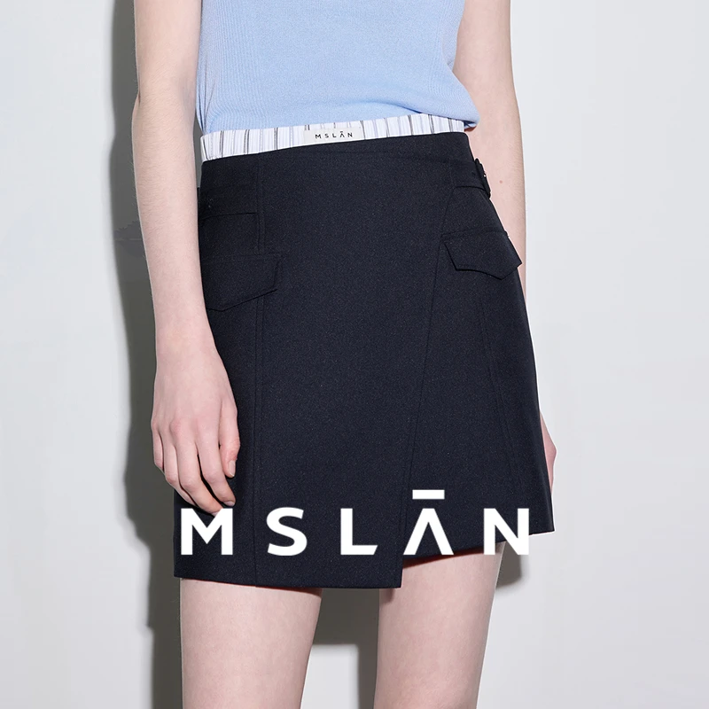 MSLAN商场同款夏季新款围裹式不规则气质个性短裙半身裙女MGBQ034