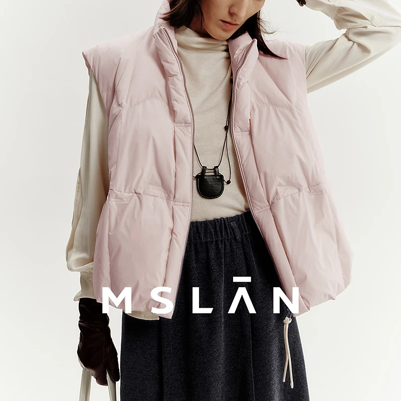 MSLAN冬季时尚新款柔软舒适保暖无袖泡芙蓬松鹅绒羽绒马甲MGDW327
