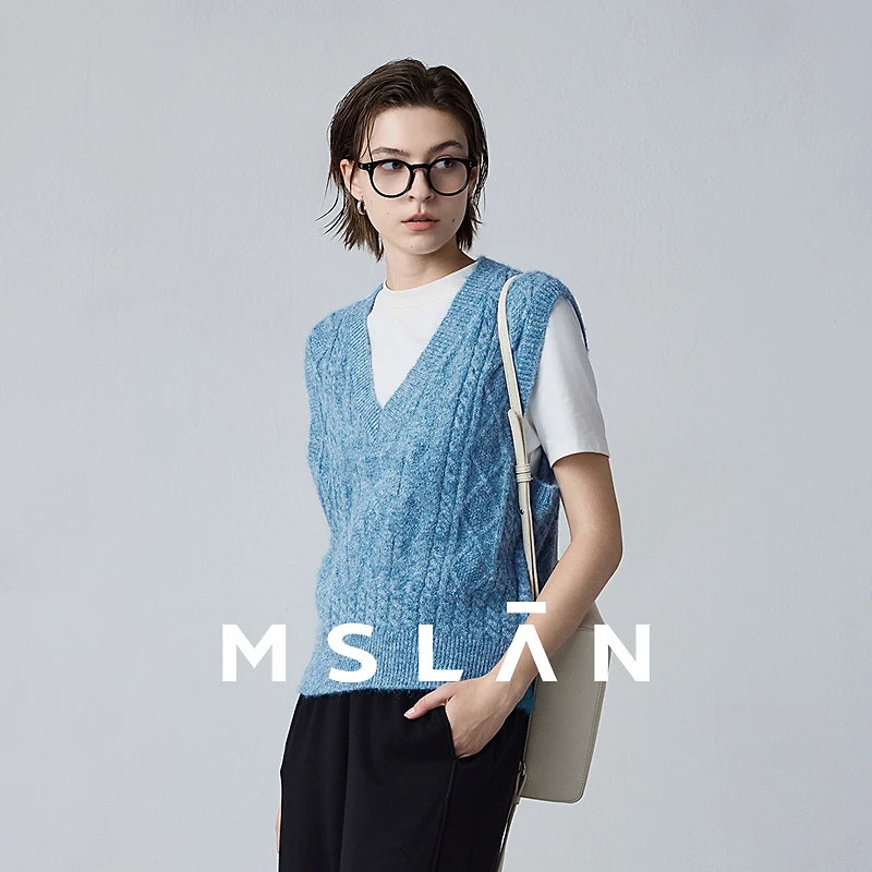 MSLAN【商场同款】新款气质百搭舒适细腻花纱纹理针织背心女MFDW229