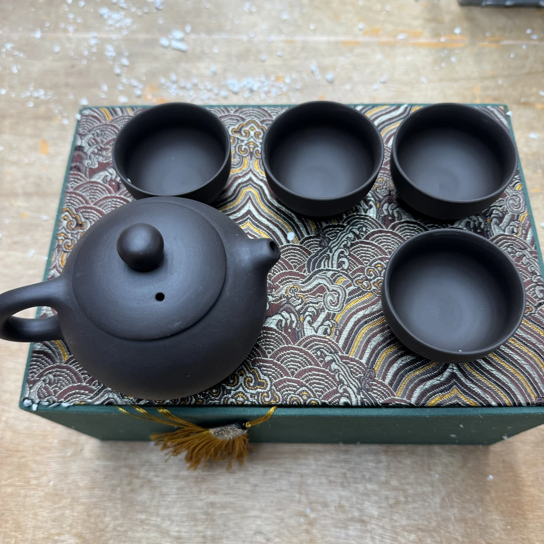 【闪购商品】紫砂西施壶一壶四杯黑色家用茶道磨砂（不带礼盒）