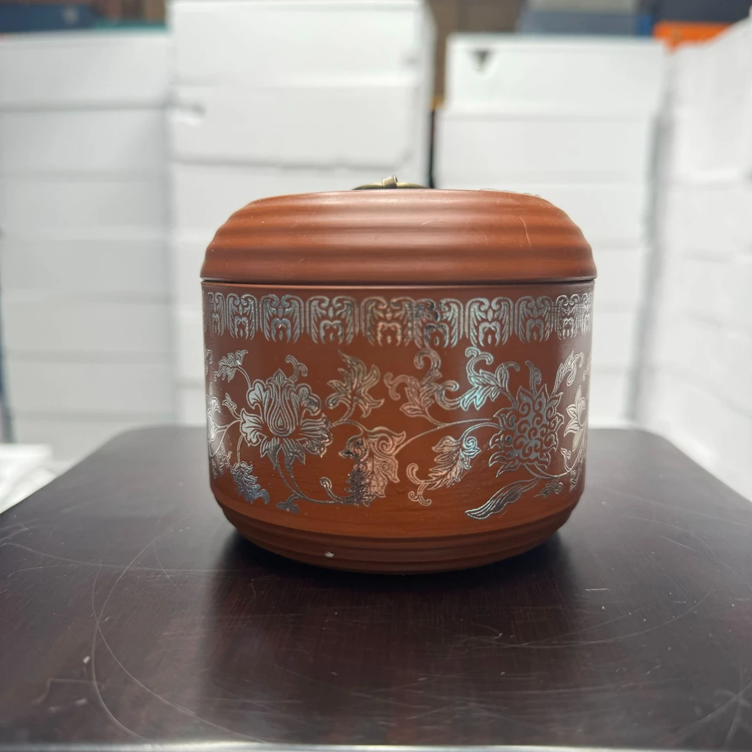 【闪购商品】缠枝莲茶叶罐银色储茶罐高档精美双色梅兰竹菊